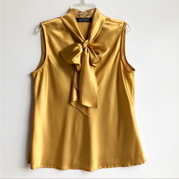 Gold bow front blouse- xsmall - Picture 4 of 4